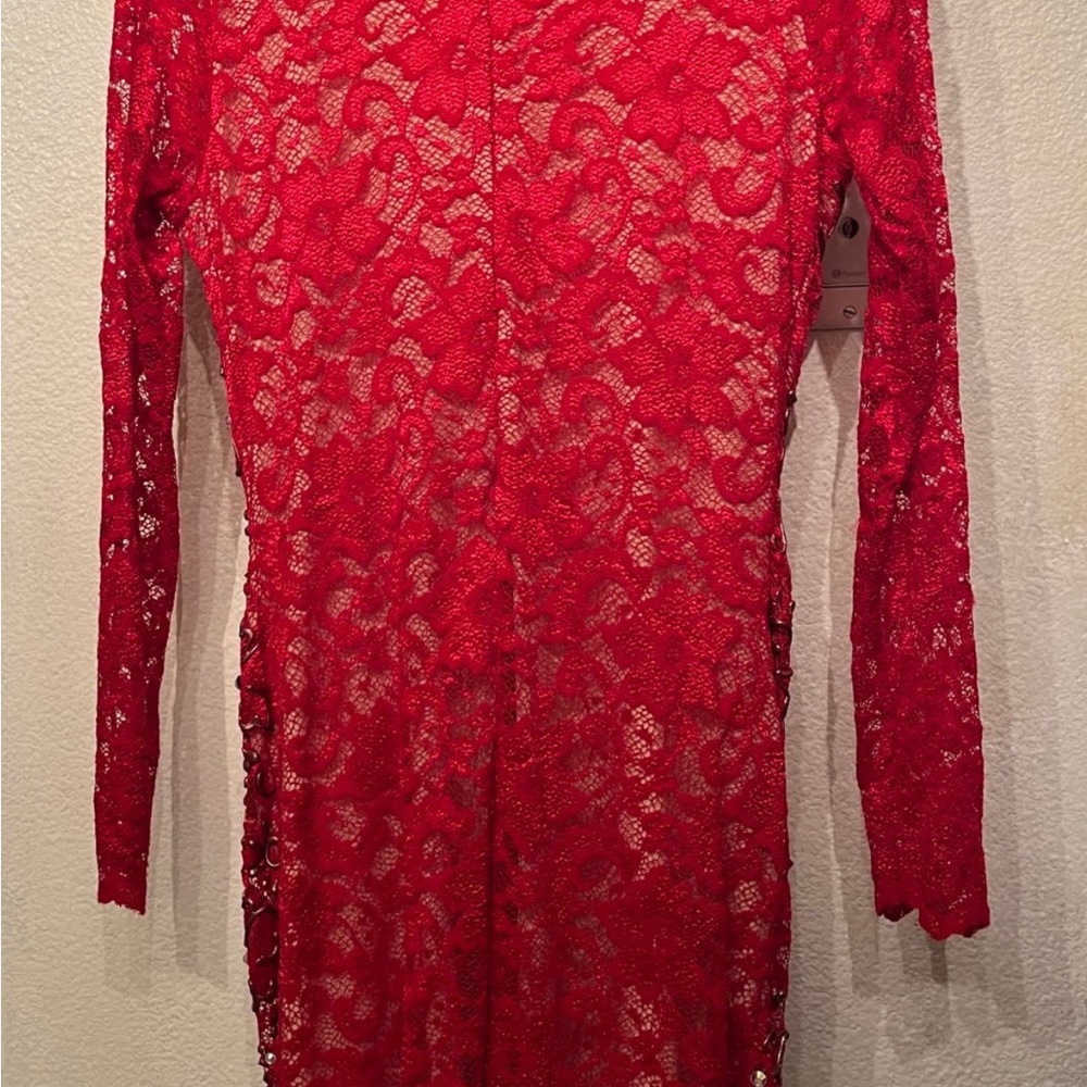Holt Miami Maison De Luxe Hand Painted Red Mini Dress - Picture 3 of 5